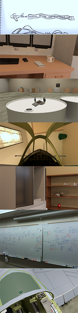A collage of images of the project in progress