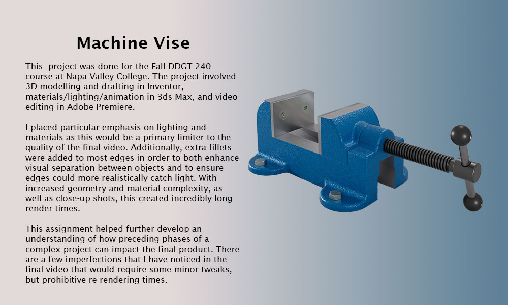 This image features a page title, Connecter - Reverse Engineered, and a project description. The text is as follows: This project was done for the Spring DDGT 121 course at Napa Valley College, and was completed in AutoCAD. I was provided a 3D-printed copy of an object, the “Connector,” to reverse engineer and prepare documents for. This assignment helped further develop skills with a calipher by featuring difficult to measure internal features.