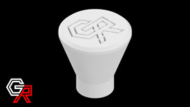Image of a flashlight cover with the cut out of a logo on it