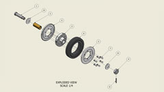 exploded diagram of wheel assembly, sheet view.