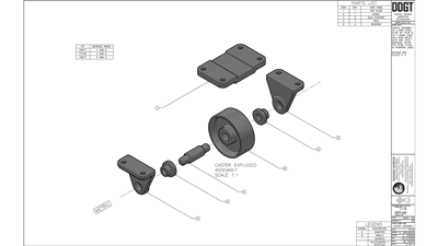 Exploded view page of caster assembly.