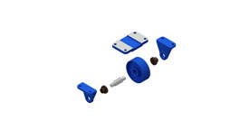 Exploded 3D AutoCAD view of caster assembly.