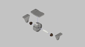 3D Inventor exploded view of caster assembly.