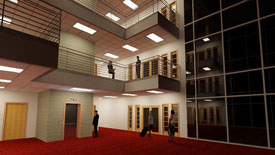 Interior Nighttime View of Building
