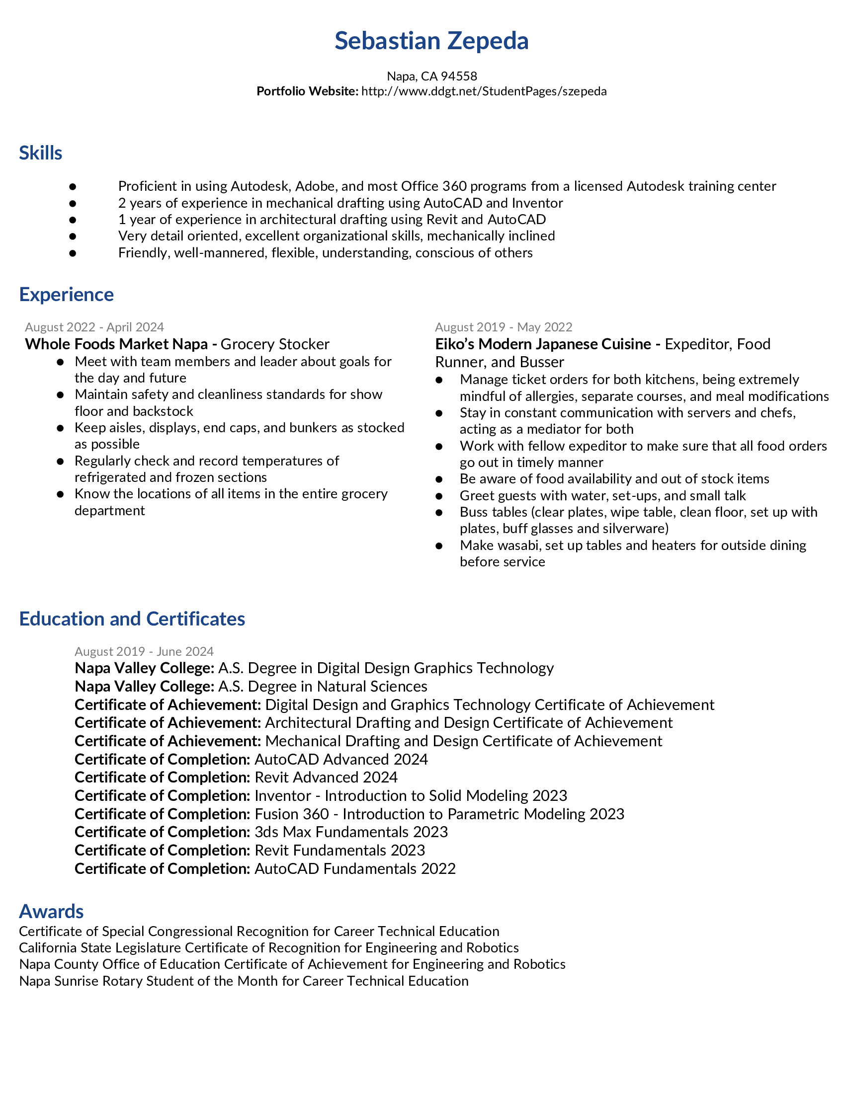 Resume of Sebastian Zepeda