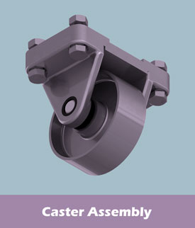 An image for the purpose of featuring the caster assembly project. Features an image of a caster assembly. Selecting the link will redirect the viewer to the caster assembly page.