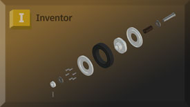 An image of the wheel assembly, exploded view. Modelled and rendered in Inventor.